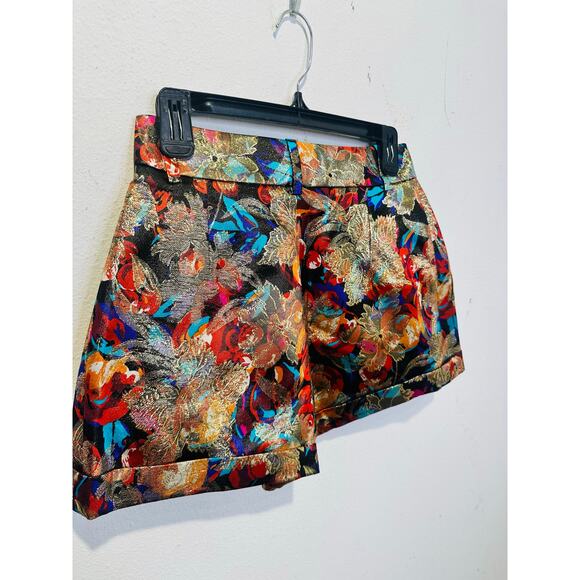 YVES SAINT LAURENT NEW Multicolor Floral Silk Blend Mini Shorts size FR 38 US M - Picture 6 of 16